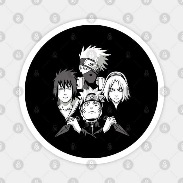 Team 7 Monochrome Focus - Naruto Anime Magnet by Otaku Vibes